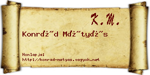Konrád Mátyás névjegykártya